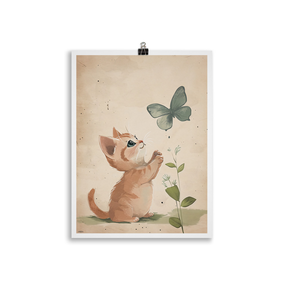 Poster Vintage "Kitten in the Garden" Chambre d'enfant – Image 2