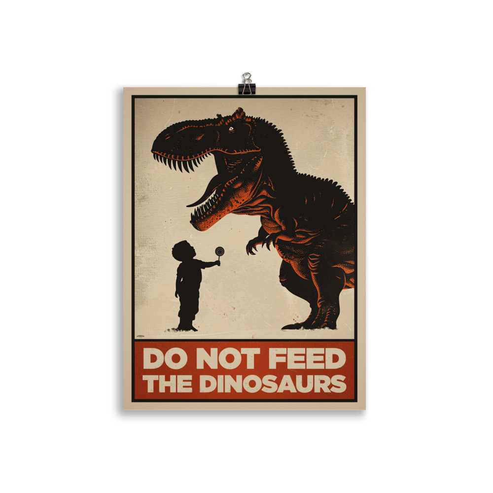Poster Humour "Do not Feed the Dinosaurs" – Image 2