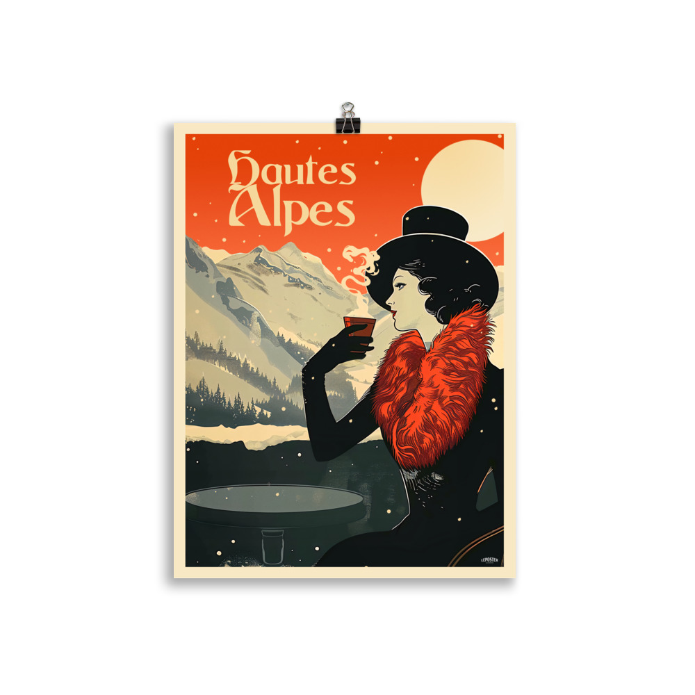 Poster Vintage Art Deco "Hiver - Hautes Alpes" – Image 2