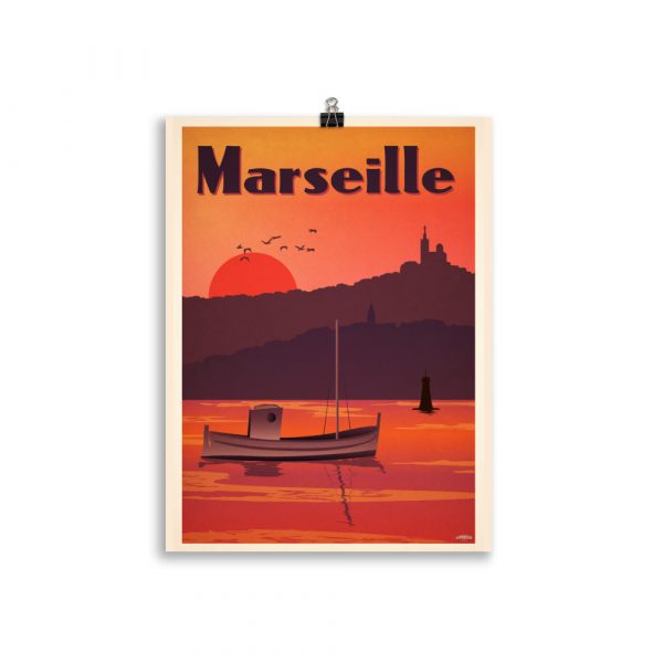Le Poster Vintage "Couché de Soleil sur Marseille" – Image 2