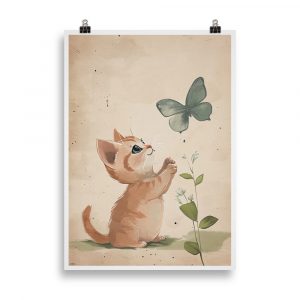 Poster Vintage "Kitten in the Garden" Chambre d'enfant