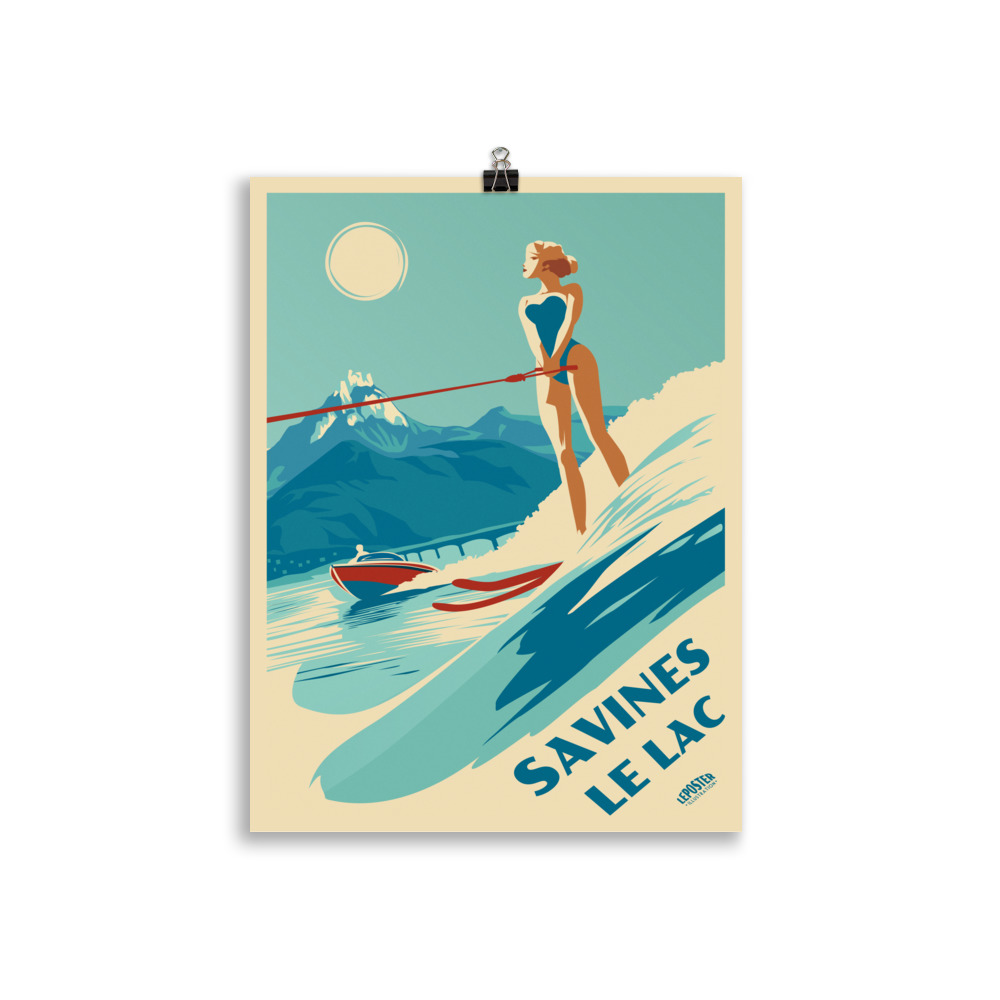 Poster Vintage "Ski Nautique à Serre-Ponçon" – Style Art Déco – Image 2