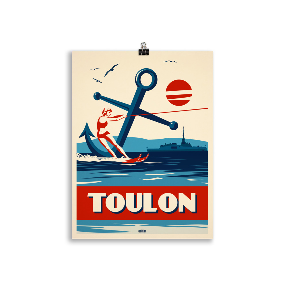 Poster Vintage "Toulon Ski Nautique" – Style Art Déco – Image 2