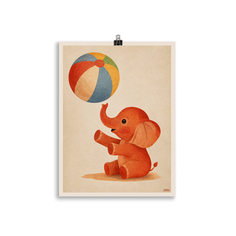 Poster Vintage "Le Bébé Éléphant et son Ballon" – Image 2