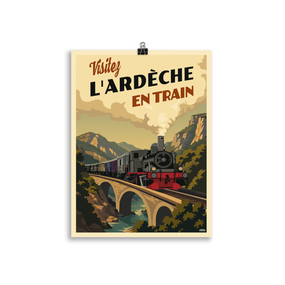 Poster Vintage "L’Ardèche en Train" – Style Art Déco – Image 2